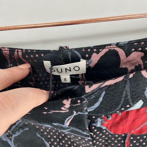 Suno Jacquard Womens Black white red Floral New Cropped Culotte Capri Trouser 8 - Picture 5 of 11